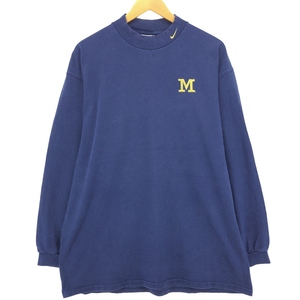 古着 90年代 ナイキ NIKE MICHIGAN ミシガン大学 モックネック ロングTシャツ ロンT USA製 メンズXL相当 ヴィンテージ /eaa481062