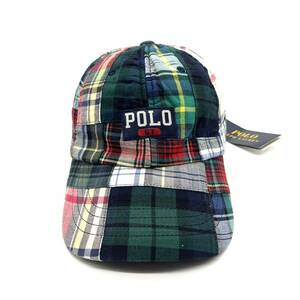 POLO RALPH LAUREN(ポロラルフローレン) マドラスチェックキャップ ストラップバック パッチワーク ワッペンロゴ 帽子 新品タグ付き