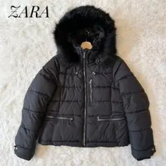 3WAY ZARA trf ザラ ダウンコート ファー付き ブラック ボア L④