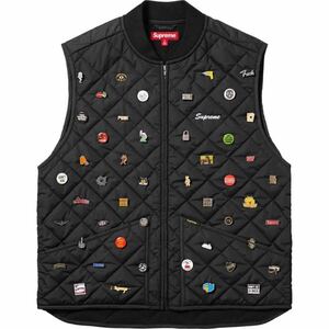 SUPREME PINS QUILTED WORK VEST BLACK M