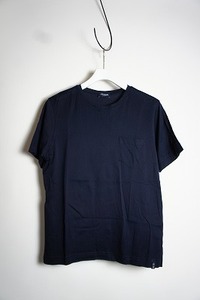 極美品 23SS Drumohr ドルモア コットンメリヤス クルーネック ポケット 半袖 Tシャツ カットソー イタリア製 紺 サイズS 本物 707O