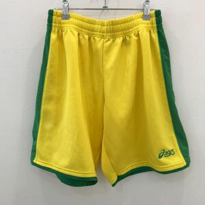 EI925 ブラジルカラー アシックス ナイロン ハーフパンツ サッカー イエロー メンズ L ウエスト紐なし