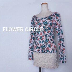 ☆FLOWER CIRCLE　レース　切替え　チュニック丈　Tシャツ　チュニック　花柄　M