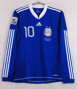 10W杯 アルゼンチン Argentina AFA(A) #10 メッシ Messi 選手用長袖 2010南アフリカW杯 ギリシャ戦仕様 M