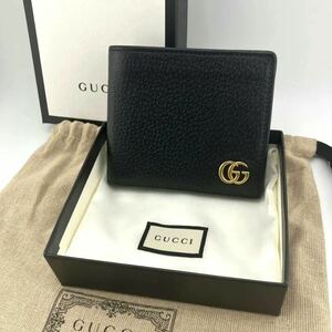 美品 箱保存袋付 GUCCI グッチ ミニ財布 ミニウォレット ウォレット 二つ折り マーモント GG インターロッキング ブラック