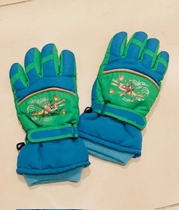 ジュニア　スノーグローブ　手袋　Size/8-10ｙ　ブルー×グリーン　雪遊び　防寒　アウトドア
