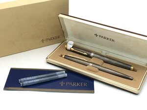 PARKER パーカー スターリングシルバー 万年筆 ペン先 14K ボールペン セット 筆記未確認 現状渡し 中古【MA110037】★