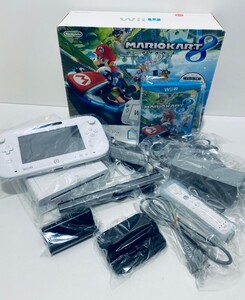 美品/ 動作品 任天堂 Nintendo WiiU Wii U 本体 32GB WUP-101 GamePad WUP-010 マリオカート 白 箱付 ゲームソフト セット(C-6)