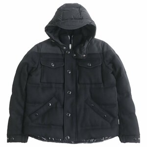 極美品 MONCLER モンクレール REPUBLIQUE リパブリック ダブルジップ フーデッド ダウンジャケット ブラック 2 メンズ 秋冬おすすめ