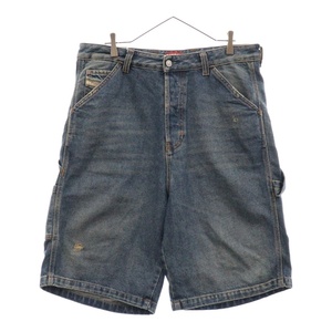 DIESEL ディーゼル D-LIVERY-SHORT A14072 09J83 ウォッシュ加工 フロントボタン ワイド デニム カーゴ ハーフパンツ ショーツ インディゴ