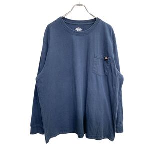 Dickies ロングTシャツ 2XLサイズ ディッキーズ ポケット ロゴ ビッグサイズ ネイビー コットン 古着卸 アメリカ仕入 t2410-3166