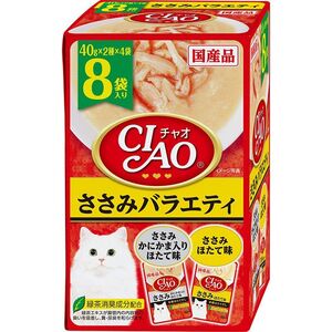 （まとめ買い）いなばペットフード CIAO パウチ ささみバラエティ 40g×8袋 猫用フード 〔×6〕