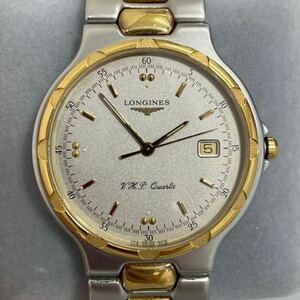 【 LONGINES ロンジン コンクエスト V.H.P.クオーツ 稼働品 グレー文字盤 】