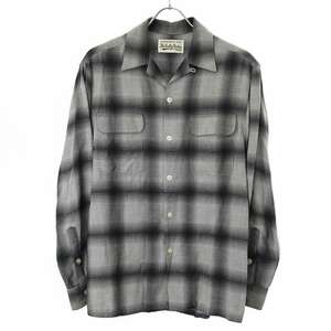 WACKO MARIA ワコマリア 20AW OMBRAY CHECK OPEN COLLAR SHIRTS L/S (TYPE-1) オンブレチェックオープンカラーシャツ グレー S