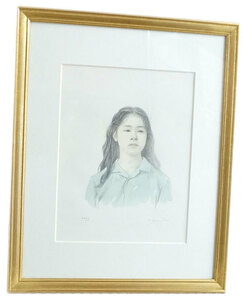 中古 美品 リトグラフ 藤井勉 校庭