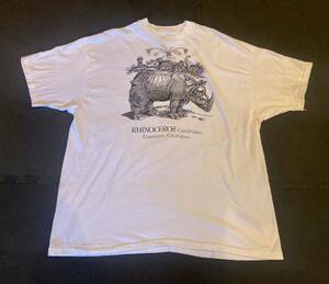 Vintage 90s art Rhinoceros shirt アートTシャツ　サイ　vintage USA製 ビンテージ ゴッホ　サルバドールダリ　ピカソ