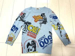 80s 90s レア 初期 HYSTERIC GLAMOUR ヒステリックグラマー 歴代ガール 総柄 ニット薄セーター　ニットロンＴ 希少 ヴィンテージ NO50687