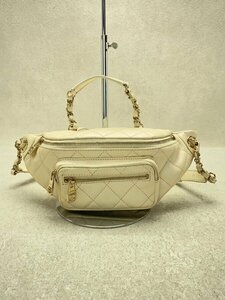 CHANEL◆マトラッセ/2WAYウエストポーチ/メタリックレザー/レザー/CRM/AS0556//