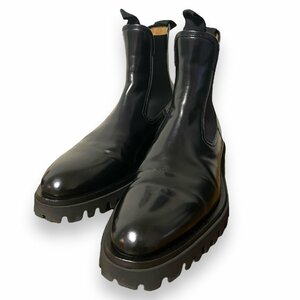 美品 22AW dunhill ダンヒル UNIFORM LUG CHELSEA BOOT レザー サイドゴア ショートブーツ チェルシーブーツ 41 約26cm ブラック