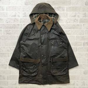 80s Barbour ソルウェイジッパー 2クラウン YKK棒ジップ サイズ42 純正ベルト&フード ヴィンテージ 英国製