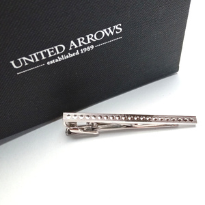 【uat512】UNITED ARROWS ユナイテッドアローズ 　ネクタイピン　タイバー　シルバー　ドット　細身