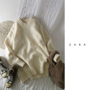 ザラ ZARA☆洗える ウール100% クルーネックニット Mサイズ☆M-B 5867