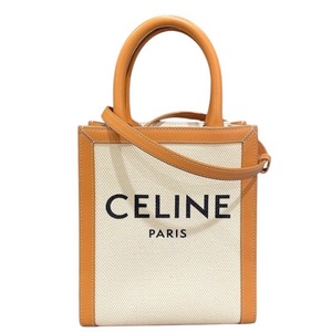 セリーヌ CELINE バーティカルカバ ミニ 193302 ナチュラル/タン キャンバス/レザー ショルダーバッグ レディース 中古