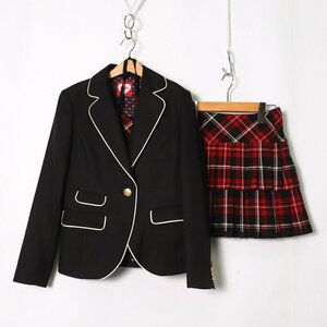 デコラピンキーズ スーツ セットアップ ジャケット チェックスカート ネクタイ キッズ 女の子用 160Aサイズ ブラック DECORA PINKY