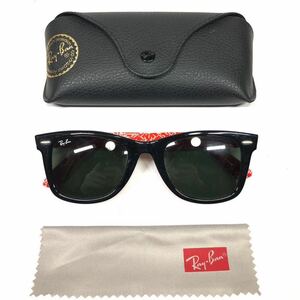 【レイバン】本物 Ray-Ban サングラス WAYFARER ウェイファーラー RB 2140-F 黒×レッド メンズ レディース イタリア製 ケース付 送料520円