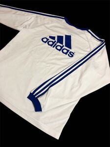 アディダス　スポーツシャツ　長袖　Tシャツ　adidas　ゲームシャツ　 ロンT　ホワイト×ブルー　ポリエステル　100% サイズM Clima365