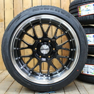 200系 ハイエース オーバーフェンダーサイズ 18インチ 9J+25 ファブレス LM-9ワイド ブラック 225/45R18 新品 タイヤ ホイール 4本SET