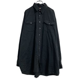 Dickies 長袖 ワークシャツ 2XL ブラック ディッキーズ ビッグサイズ スナップボタン 2ポケット 古着卸 アメリカ仕入 a611-6618