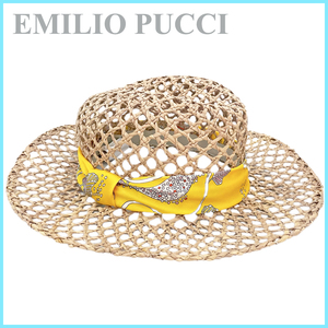 新品エミリオプッチEMILIO PUCCI麦わら帽子(ストローハット)　黄色★