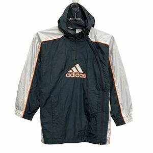 adidas ナイロンジャケット アディダス キッズ M~ ブラック ホワイト スポーツ 古着卸 アメリカ仕入 a611-6551