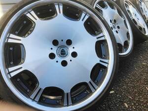 クラウン外し　WORK SW3 20インチ8.5Jインセット40(R)　5穴PCD114.3、225/35R20サマータイヤ付4本セット【中古】