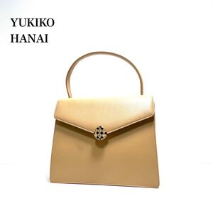 ☆美品☆ YUKIKO HANAI ユキコハナイ/宝飾金具 レザー/プラップ ハンドバッグ