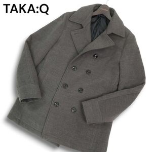 TAKA:Q タカキュー 秋冬★ ウールライク Pコート Sz.L メンズ グレー　C4T10999_C#N