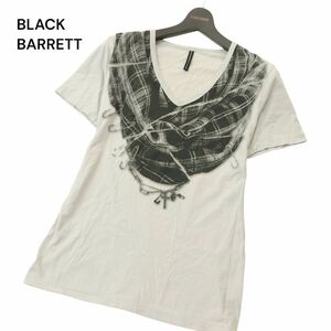 美品★ BLACK BARRETT ブラックバレット ニールバレット ストール だまし絵 半袖 Vネック カットソー Tシャツ Sz.2　メンズ　A4T08401_7#D