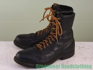 U278◆USA製【Herman shoes】ビンテージ ワークブーツ 良い味 雰囲気抜群 スチールトゥ 黒 ブラック メンズ 9 27cm