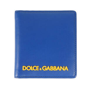 美品 DOLCE&GABBANA ドルチェ&ガッバーナ ロゴ レザー カードケース 名刺入れ MADE IN ITALY ブルー ラグジュアリー ブランド