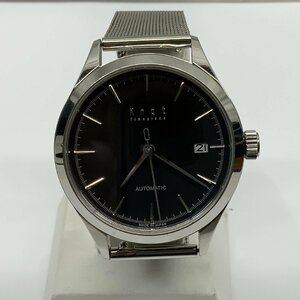 【稼動品】 腕時計 Knot Timepiece AUTOMATIC ノット タイムピース AT38 自動巻き 裏スケルトン ブラック文字盤 デイト 5ATM 3針 メンズ