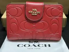 新品未使用‼️COACH 財布　二つ折り　折り財布　ミディアムウォレット　エンボス