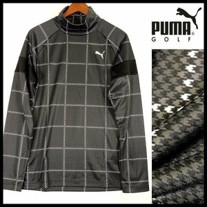 新品 プーマ ゴルフ メンズ ハイネック長袖シャツ XL 黒 クラシカルチェック 秋冬モデル PUMA GOLF 1円～ 定価12.100円【B3474】