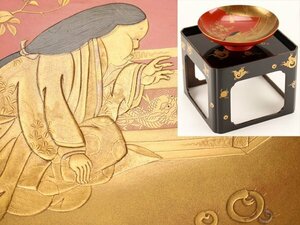 【琴》送料無料 木製漆器 本金高蒔絵朱塗盃 花月台 DI166