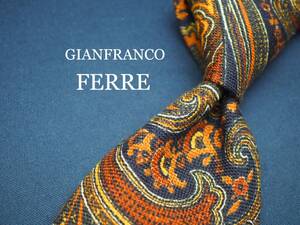 美品【GIANFRANCO FERRE ジャンフランコフェレ】 C1228 ペイズリー WOOL ブランド ネクタイ 古着 良品