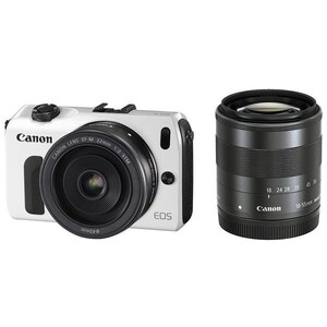 中古 １年保証 美品 Canon EOS M 18-55mm IS STM + 22mm STM ホワイト