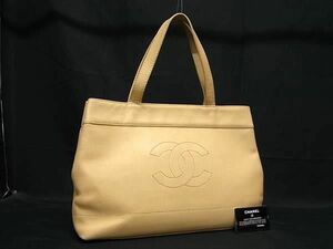 1円 ■極美品■ CHANEL シャネル ココマーク キャビアスキン トートバッグ ハンドバッグ ショルダー 肩掛け ベージュ系 FE4796