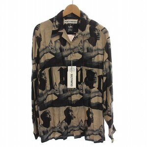 未使用品 ワコマリア GUILTY PARTIES 2PAC L/S HAWAIIAN SHIRT ハワイアンシャツ アロハシャツ 総柄 長袖 XL ベージュ 黒 TUPAC-WM-HI04