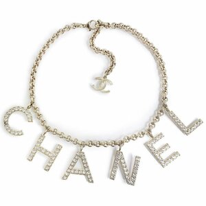 （新品・未使用品）シャネル CHANEL ロゴ ラインストーン チョーカー ネックレス ゴールド AB1362 箱付