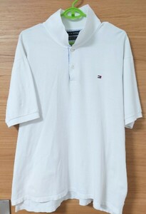 当時物 TOMMY HILFIGER 半袖ポロシャツ ホワイト XL トミーヒルフィガー Tシャツ POLO ビンテージ 90s 80s 70s 古着 ヴィンテージ VINTAGE 